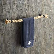 How long does it take to get a towel rack on amazon? Amazon Com Nautical Towel Bar Black Nautical Accessories For Bathroom Nautical Bathroom Decor Rope Towel Racks For Bathroom Wall Mounted Kitchen Dining