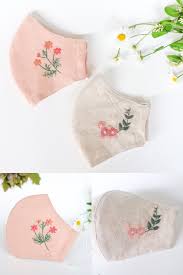 Free pattern for this ultimate diy fitted face mask. Beautiful Flower Embroidery On Linen Face Masks In 2021 Flower Embroidery Designs Easy Face Mask Diy Sewing Embroidery Designs