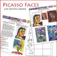 This wonderful lesson pack contains everything you need to get children excited about creating their own imaginative works of art.&nbsp;in the pack you'll find a printable display banner that's perfect for classroom displays, and a selection of 7 display photos showing some of his most famous cubist works of art. Picasso Faces On White Paper Portrait Drawing In Oil Pastel Art Lesson Christian Art Lessons