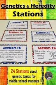 Genetics And Heredity Stations Activity Biology Lessons Genetics Activities Middle School Science Lab