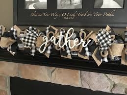 Black And White Plaid Decor Fall Farmhouse Garland Fall Mantle Buffalo Plaid Decor Halloween Mantle Garland Black And White Decor Buffalo Plaid Decor Plaid Decor Black And White Decor