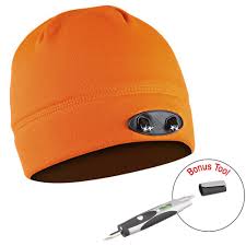 Headlamp Cap Light 4 Led Beanie Unisex Powercap Hat Hands Free Easy Push Button Switch For Indoor Beanie Cycling Cap Camping Lights Lanterns