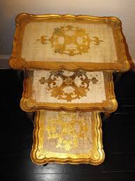 Italian Florentine Ivory And Gilt Nesting Tables Antique Vintage Rustic Furniture Design Venetian Furniture Italian Florentine