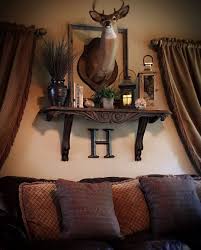 Rustic Elegance Lodge Decorating Shelf And Large Wall With Deer Deer Decor For Living Room L In 2020 Hunting Decor Living Room Lodge Decor Deer Heads Living Room