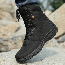 Spring Men Military Tactical Boots High Top Canvas Round Toe Zipper Lace Up Combat Army Boot Mens Ankle Casual Desert Shoes Tactical Boots Military Tactical Boots Desert Shoes