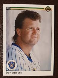 DON AUGUST MILWAUKEE BREWERS 1990 UPPER DECK BASEBALL CARD #295