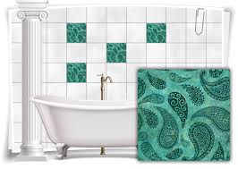 Badezimmer deko die schönsten ideen image credit : Fliesen Aufkleber Fliesen Bilder Paisley Barock Nostalgie Retro Floral Turkis Bad Wc Deko Medianlux Shop