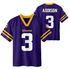 Nfl Minnesota Vikings Boys' Short Sleeve Jordan Addison Jersey : Target