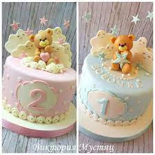 Bear For Girl And Boy Cake By Victoria Baby Birthday Cakes Teddy Bear Birthday Cake Cake Designs For Girl