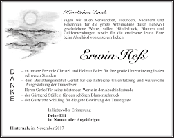 Traueranzeigen von Erwin Heß