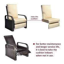 Outsunny outdoor rattan wicker adjustable recliner lounge chair. Outdoor Recliner Outdoor Wicker Recliner Chair With 5 12 Cushions Automatic Adjustable Patio Chaise Lounge Chairs Aluminum Frame Uv Resistant And Rustless Khaki Amazon Ae Patio Lawn Garden