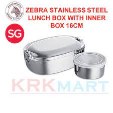 The zebra 14cm stainless steel billy pot is a staple of bushcraft enthusiasts and now includes removable steel locking clips for storing food during transport, or for locking the handles while. Zebra Stainless Steel Lunch Box 16cm With Inner Box 15cm Bundle Of 2 Shopee Singapore