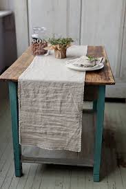 Linen Table Runner With Pom Pom Trim Various Colors Etsy In 2020 Linen Table Runner Table Runners Decor