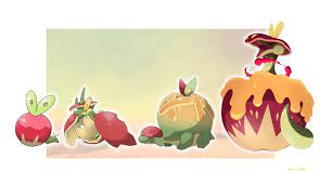 applin, appletun, flapple, and gigantamax flapple/appletun (pokemon) drawn  by glassy0302 | Danbooru