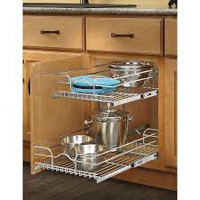 Shop Rev A Shelf 14 75 In W X 22 06 In D X 19 In H 2 Tier Metal Pull Out Cabinet Basket At Lowes C Kitchen Drawer Pulls Rev A Shelf Kitchen Cabinet Accessories