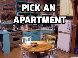 Draw attention to the living room by making the kitchen as simple and inconspicuous as possible. Which Supporting Character From Friends Are You Small Apartment Kitchen Decor Friends Apartment Small Apartment Kitchen