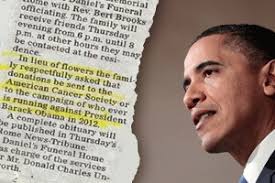 Lieu as a standalone noun means place and it's now archaic. In Lieu Of Flowers Make A Donation To Anyone Running Against Barack Hussein Obama