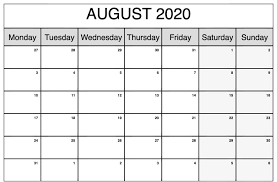 Black And White Calendar 2020 August Monthly Calendar Template August 2020 Editable Calendar Monthly Calendar Template Calendar Printables