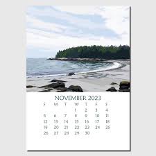 Welcome, November! This month's calendar page features Birch Point Beach  State Park in Owls Head, Maine. I may live in southern Maine, but the  Midcoast has my heart. #owlsheadmaine #birchpointbeach #mainestatepark  #mainecoast #