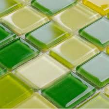 Are there any green tiles for subway floors? Wholesale Glass Mosaic For Swimming Pool Tile Sheet Green Yellow Crystal Backsplash Kitchen Design Wall Tiles