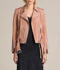 Allsaints Us Womens Plait Balfern Suede Biker Jacket Luna Blue Suede Biker Biker Jacket Suede Biker Jacket