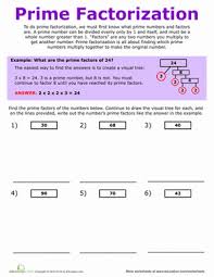 Prime Factorization Explained Worksheet Education Com Prime Factorization Prime Factorization Worksheet Education Math