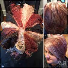 3 Color Pinwheel Technique Paul Mitchell Xg Color Blonde Rose Gold Deep Red Yelver Pinwheel Hair Color Pinwheel Hair Color Technique Hair Color Technique