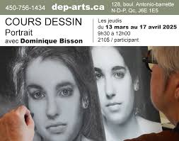 L'Atelier Dép'Arts a la chance d'accueillir l'artiste Dominique Bisson pour  vous offrir un cours de dessin sur le portrait. 🎨Les jeudis du 13 mars au  17 avril 2025🎨 Un cours pour débutant