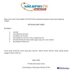 Check spelling or type a new query. Lowongan Kerja Radio Solopos Fm Maret 2021