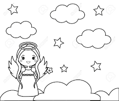 Download this adorable dog printable to delight your child. Coloring Page With Cute Angel On Clouds Drawing Kids Game Printable Activity For Children And Toddlers Educational Children Game Drawing Activity For Toddlers And Kids Royalty Free Cliparts Vectors And Stock Illustration
