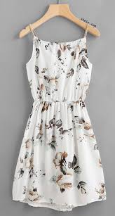 Floral Print Random Drawstring Elastic Waist Cami Dress Fashion