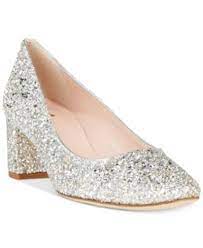 Kate Spade Dolores Block Heel Pump In Silver Gold Glitter Modesens