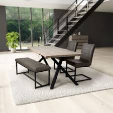 Kimberly Grey Faux Leather Industrial Dining Bench