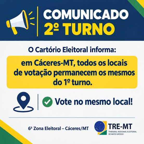 C&aacute;ceres mant&eacute;m os mesmos locais de vota&ccedil;&atilde;o para o segundo turno das elei&ccedil;&otilde;es - Express&atilde;o Not&iacute;cias