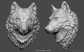 New Wolf Head 3d Model Digital Sculpture For Cnc 3d Printing Wolf Sculpture Digital Sculpture Sculpture