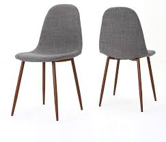 The arms have a nice graceful curve that i think really makes this upholtered chair stand out from all the others. Amazon Com Christopher Knight Home 301730 Raina Mid Century Modern Fabric Dining Chairs With Wood Finished Metal Legs 2 Pcs Set Light Grey Dark Brown Furniture Decor
