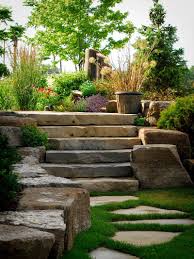 Beautiful Green Garden With Limestone Steps Limestone Floor Home Exterior Garden Backyard Naturalstone Landscape Steps Landscape Design Garden Steps