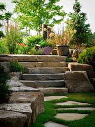 Square concrete block with no large chips or breaks Beautiful Green Garden With Limestone Steps Limestone Floor Home Exterior Garden Backyard Naturalstone Landscape Steps Landscape Design Landscape Stairs