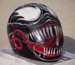 Venom Custom Airbrush Painted Motorcycle Helmet In 2021 Custom Bike Helmets Motorcycle Helmets Helmet