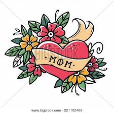Heart with scroll ribbon tattoo design. Tattoo Heart Ribbon Vector Photo Free Trial Bigstock