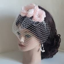Bridal Blusher Birdcage Veil French Netting, Bridal Headpiece, Headband  Blush Flowers, Vintage Style, Rhinestone Brooches for Your Wedding