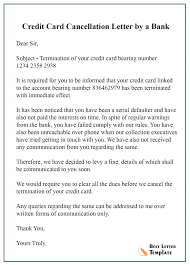 Closure of savings/ current bank account. 5 Sample Cancellation Letter Template For Credit Card Services