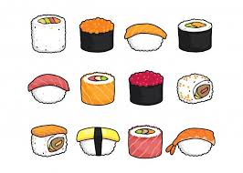 Sushi Set Vector Illustration Sushi Drawing Cute Food Drawings Sushi Cartoon