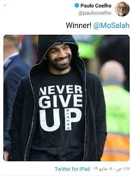 وسينتهي العقد الحالي لـ محمد صلاح مع ليفربول في عام 2023. Ø£Ù„ÙˆØ§Ù† Ø§Ù„ÙˆØ·Ù† Never Give Up ØªÙŠØ´ÙŠØ±Øª Ù…Ø­Ù…Ø¯ ØµÙ„Ø§Ø­ ÙŠØªØ­ÙˆÙ„ Ø¥Ù„Ù‰ Ø£ÙŠÙ‚ÙˆÙ†Ø© Ø£Ù…Ù„ Ø­ÙˆÙ„ Ø§Ù„Ø¹Ø§Ù„Ù…