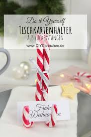 Diy Weihnachtlicher Tischkartenhalter Aus Zuckerstangen Selber Machen Tischkartenhalter Geschenke Tischdeko Weihnachten