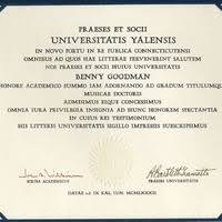 Mgimo has granted honorary doctorate degrees to. Benny Goodman Honorary Doctorate Diploma Yale University Yale University Library Online Exhibitions