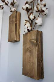 Diy Floating Wall Wooden Vases Stained In Fusion Mineral Cappuccino All In One Cotton Sprays Farmhouse Dec Diy Wooden Wall Home Decor Vases Pallet Wall Decor