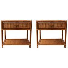 Aleratec's vented adjustable bamboo table also includes ample surface area for your mouse or for taking notes, a handy side drawer for storing pens or other items and it even includes a recessed cup space for your favorite beverage. Pair Of Bamboo And Rattan Nightstand Side Tables Side Table Rattan Modern Side Table