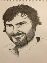My sketch of Jack Black… still in progress