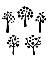 Old dark trees with roots. Abstract Tree Silhouette Clip Art